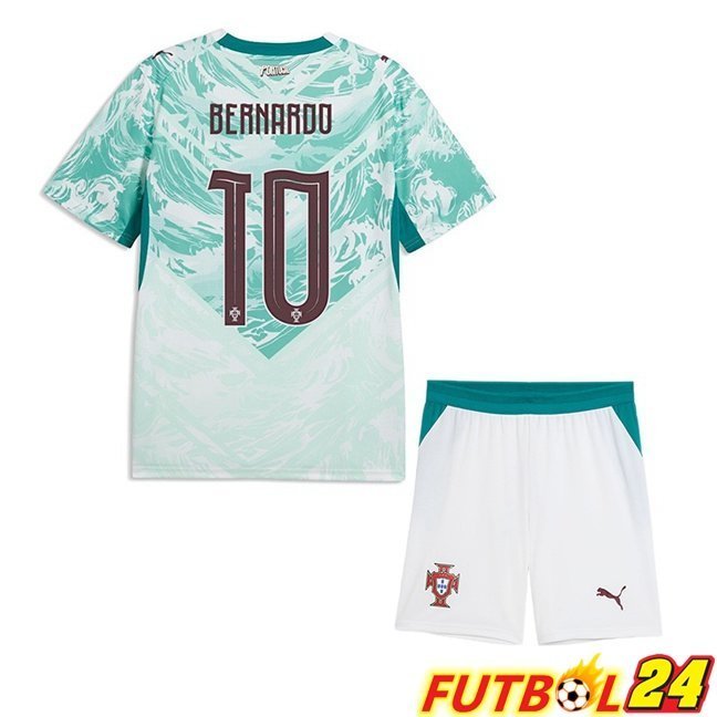 Camisetas De Futbol Portugal (Bernardo 10) Ninos Segunda Verde Blanco 2026/2027