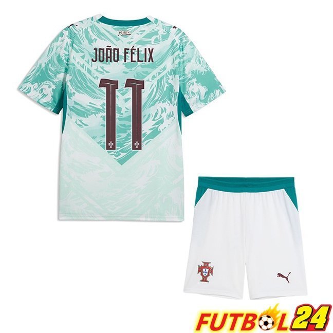 Camisetas De Futbol Portugal (João Félix 11) Ninos Segunda Verde Blanco 2026/2027