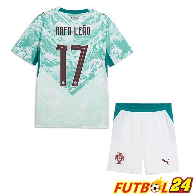 Camisetas De Futbol Portugal (Rafa Leão 17) Ninos Segunda Verde Blanco 2026/2027