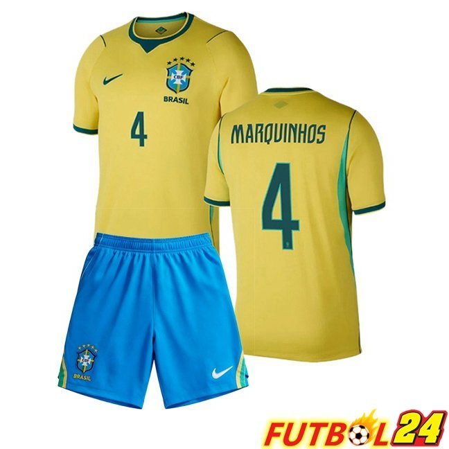 Camisetas De Futbol Brasil (MARQUINHOS 4) Ninos Primera Amarillo 2026/2027