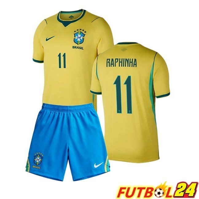 Camisetas De Futbol Brasil (RAPHINHA 11) Ninos Primera Amarillo 2026/2027