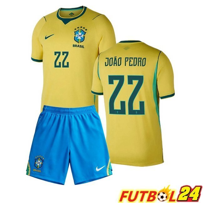 Camisetas De Futbol Brasil (JOAO PEDRO 22) Ninos Primera Amarillo 2026/2027