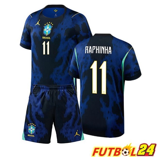 Camisetas De Futbol Brasil (RAPHINHA 11) Ninos Segunda Azul Real 2026/2027