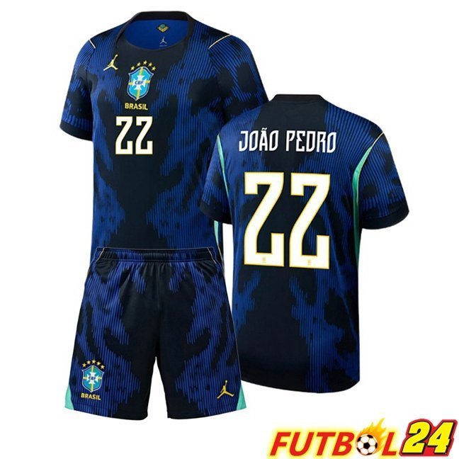 Camisetas De Futbol Brasil (JOAO PEDRO 22) Ninos Segunda Azul Real 2026/2027
