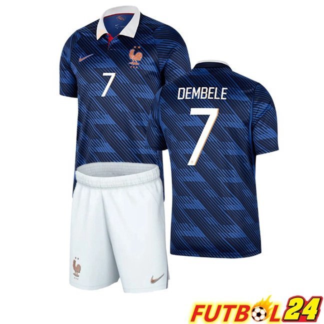 Camisetas De Futbol Francia (DEMBELE 7) Ninos Primera Azul Real 2026/2027