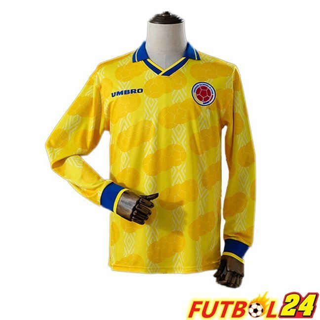 Camisetas De Futbol Colombia Retro Primera Manga Larga Amarillo 1994
