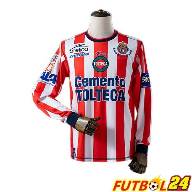 Camisetas De Futbol CD Guadalajara Retro Primera Manga Larga Rojo Blanco 2002-2003