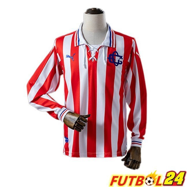 Camisetas De Futbol CD Guadalajara Retro Edición 100 Aniversario Primera Manga Larga Rojo Blanco 2016-2017