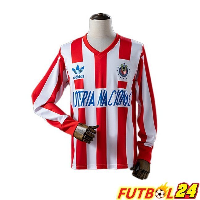 Camisetas De Futbol CD Guadalajara Retro Primera Manga Larga Rojo Blanco 1991-1992