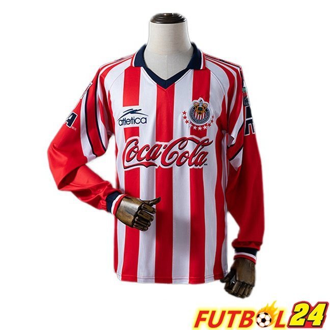 Camisetas De Futbol CD Guadalajara Retro Primera Manga Larga Rojo Blanco 1998-1999