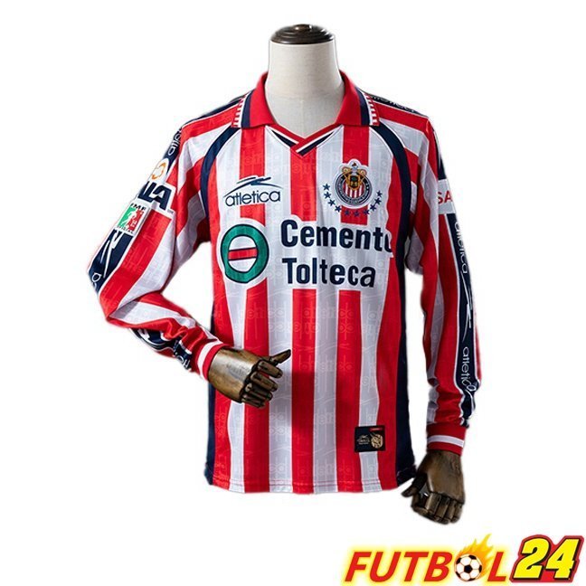 Camisetas De Futbol CD Guadalajara Retro Primera Manga Larga Rojo Blanco 1999-2000