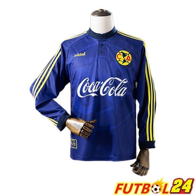 Camisetas De Futbol Club America Retro Segunda Manga Larga Azul 1997-1998