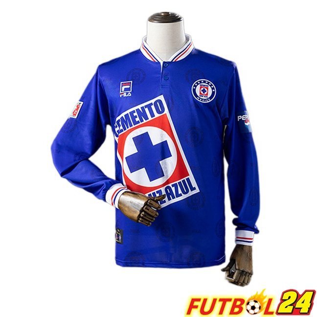 Camisetas De Futbol Cruz Azul Retro Primera Manga Larga Azul 1998