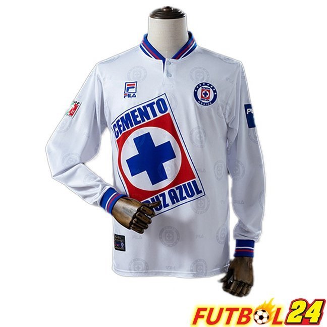 Camisetas De Futbol Cruz Azul Retro Segunda Manga Larga Blanco 1998