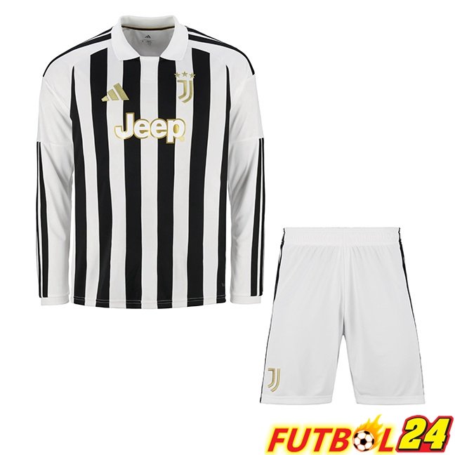 Camisetas De Futbol Juventus Ninos Primera Manga Larga Negro Blanco 2026/2027