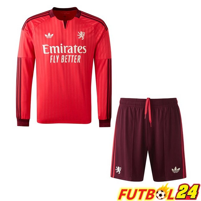 Camisetas De Futbol lyon OL Ninos Segunda Manga Larga Rojo 2026/2027