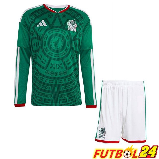 Camisetas De Futbol México Ninos Primera Manga Larga Verde Copa Del Mundo 2026