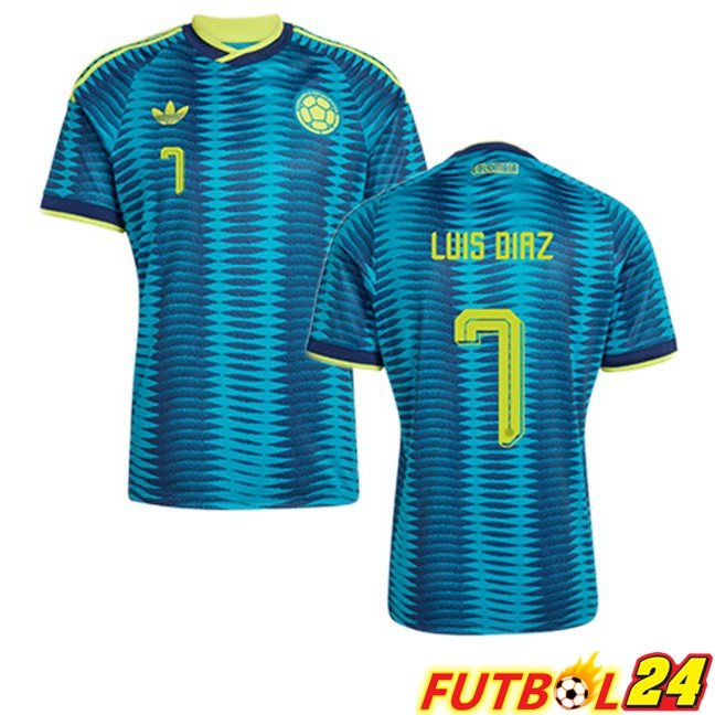 Camisetas De Futbol Colombia (LUIS DIAZ 7) Segunda Azul Copa Del Mundo 2026