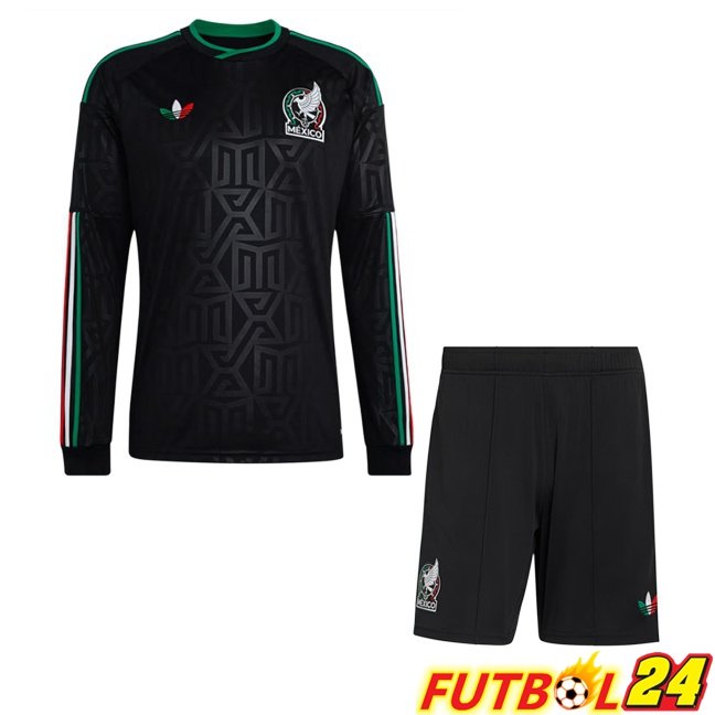 Camisetas De Futbol México Ninos Tercera Manga Larga Negro Copa Del Mundo 2026