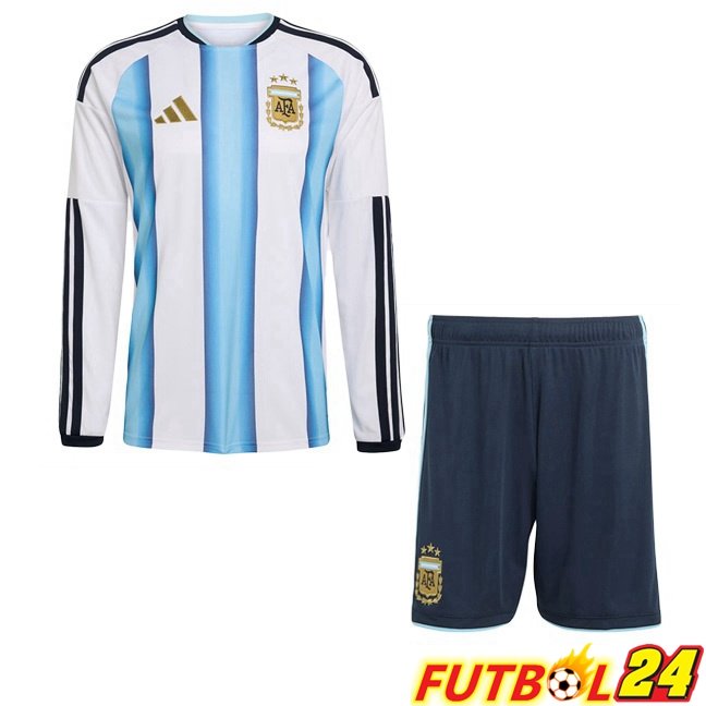 Camisetas De Futbol Argentina Ninos Primera Manga Larga Azul Blanco Copa Del Mundo 2026
