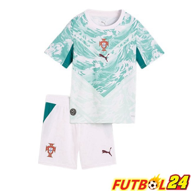 Camisetas De Futbol Portugal Ninos Segunda Verde Blanco Copa Del Mundo 2026