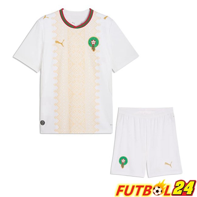 Camisetas De Futbol Marruecos Ninos Segunda Blanco Copa Del Mundo 2026