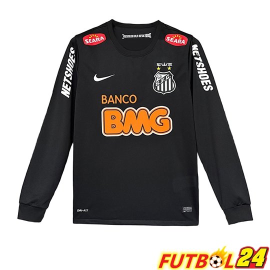 Camisetas De Futbol Santos Retro Manga Larga Negro 2011/2012
