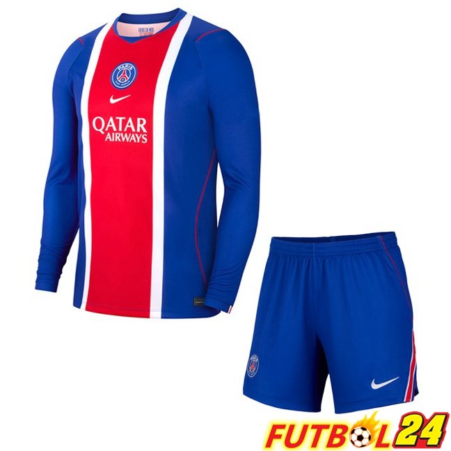 Camisetas De Futbol Paris PSG Ninos Primera Manga Larga Azul Rojo 2026/2027