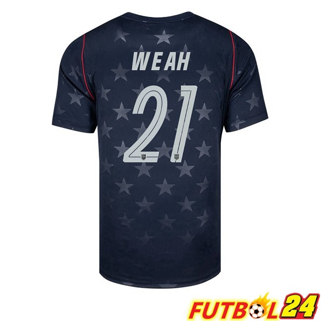Camisetas De Futbol Estados Unidos (Timothy Weah 21) Segunda Negro Copa Del Mundo 2026