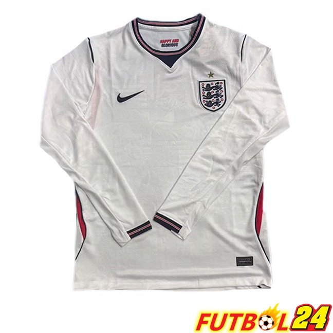Camisetas De Futbol Inglaterra Primera Manga Larga Blanco Copa Del Mundo 2026