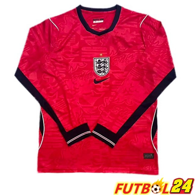 Camisetas De Futbol Inglaterra Segunda Manga Larga Rojo Copa Del Mundo 2026