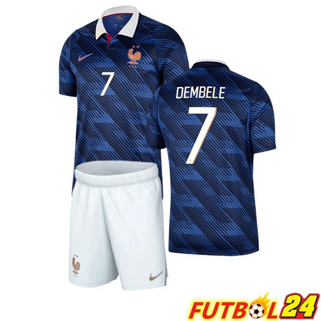 Camisetas De Futbol Francia (DEMBELE 7) Ninos Primera Azul Real Copa Del Mundo 2026