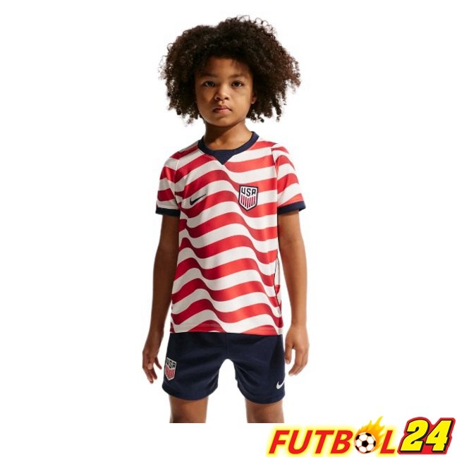 Camisetas De Futbol Estados Unidos Ninos Primera Rojo Blanco Copa Del Mundo 2026