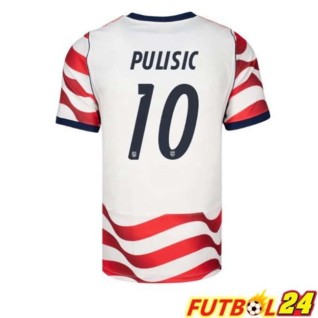 Camisetas De Futbol Estados Unidos (Christian Pulisic 10) Primera Rojo Blanco Copa Del Mundo 2026