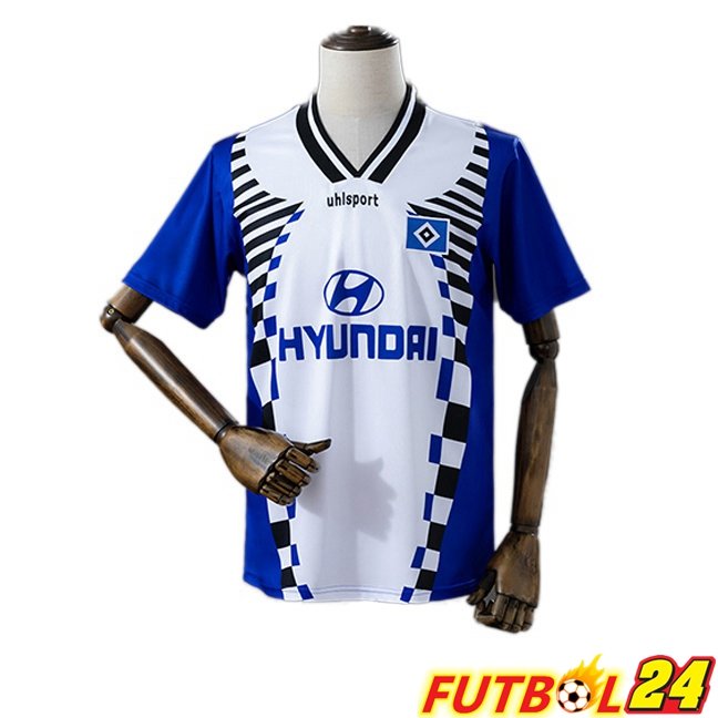 Camisetas De Futbol Hamburger SV Retro Segunda Blanco Azul 1996-1997