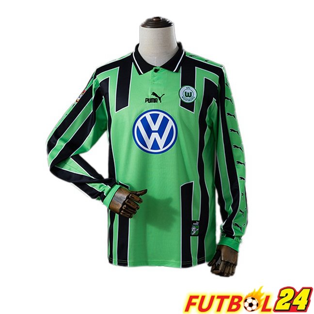 Camisetas De Futbol Vfl Wolfsburg Retro Segunda Manga Larga Verde Negro 1999-2000