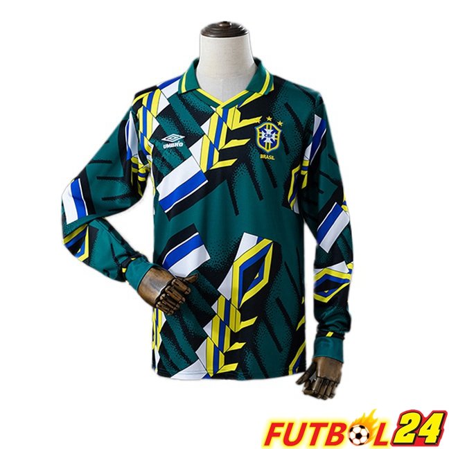 Camisetas De Futbol Brasil Retro Portero Manga Larga Verde 1994-1995