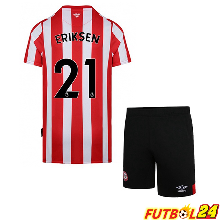 Camisetas De Futbol Brentford FC (ERIKSEN 21) Ninos Primera Rojo Blanco 2022/2023