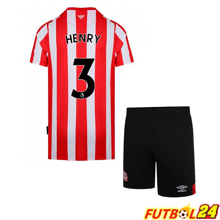Camisetas De Futbol Brentford FC (HENRY 3) Ninos Primera Rojo Blanco 2022/2023