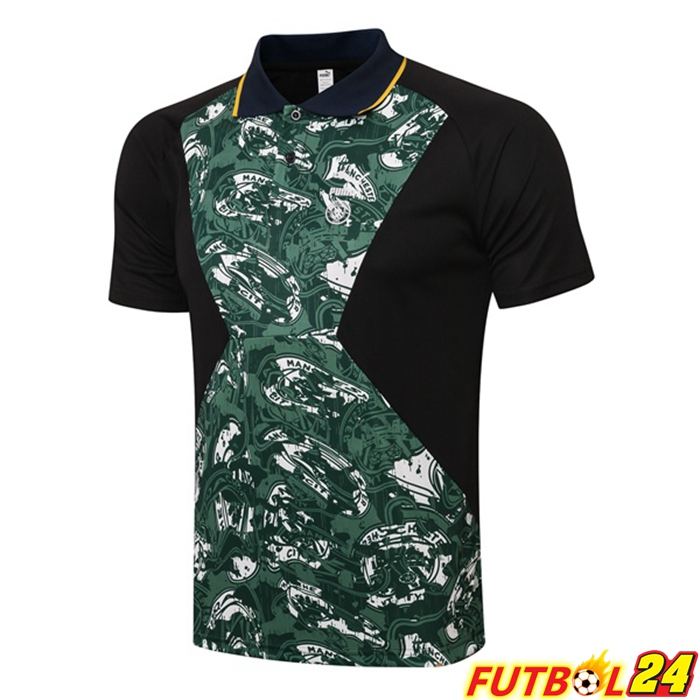 Camiseta Polo Manchester City Verde Negro 2021 2022