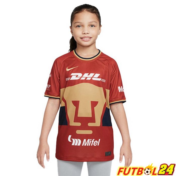 Tercera Camiseta Pumas UNAM Niño Roja Oscuro 2022/2023