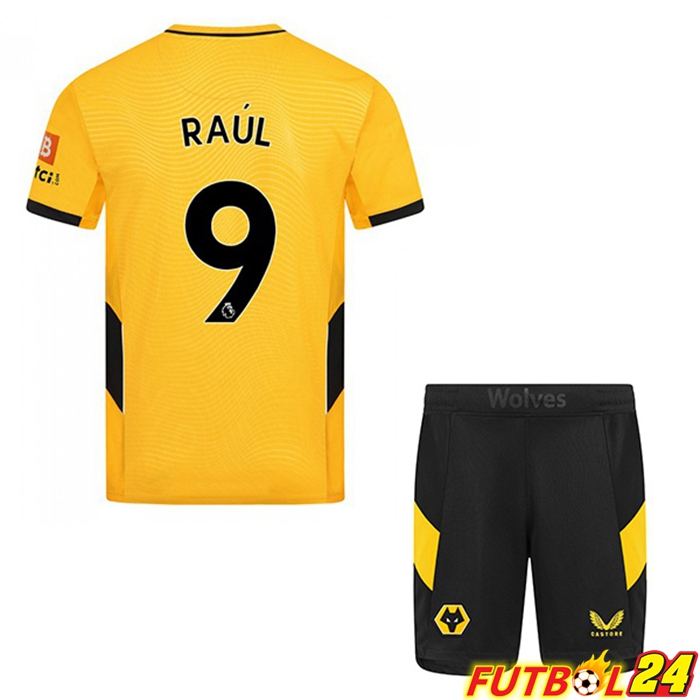 Camiseta Wolverhampton (RAUL 9) Niños Titular Amarillo 2021/22