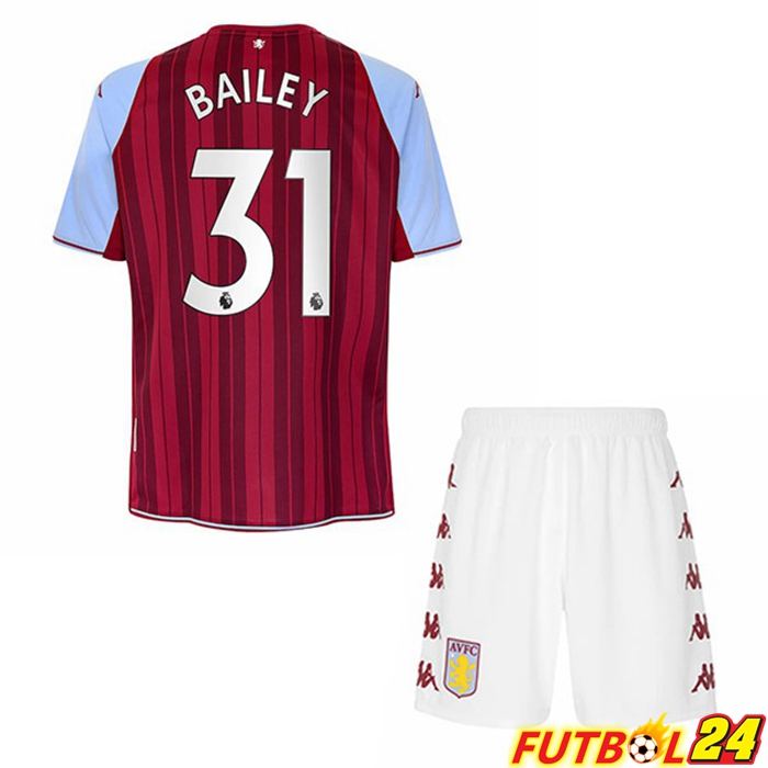Camiseta Aston Villa (Bailey 31) Niños Titular Rojo 2021/22