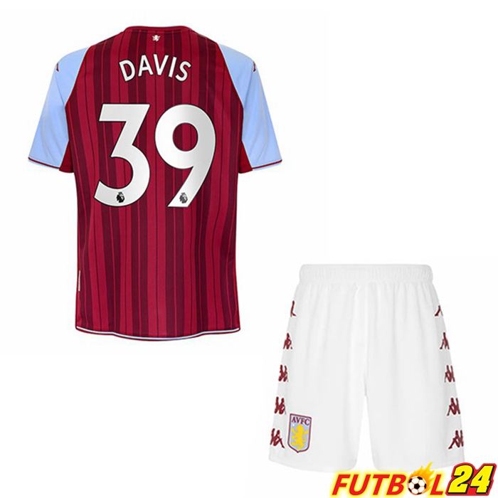 Camiseta Aston Villa (Davis 39) Niños Titular Rojo 2021/22