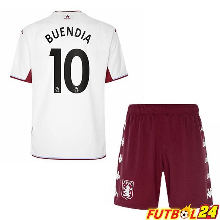 Camiseta Aston Villa (Buendia 10) Niños Alternativo Blanca 2021/22