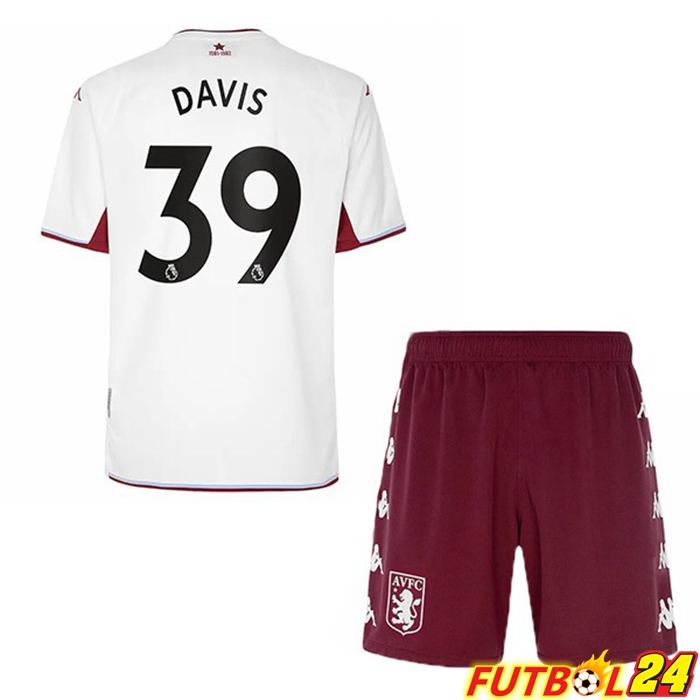 Camiseta Aston Villa (Davis 39) Niños Alternativo Blanca 2021/22