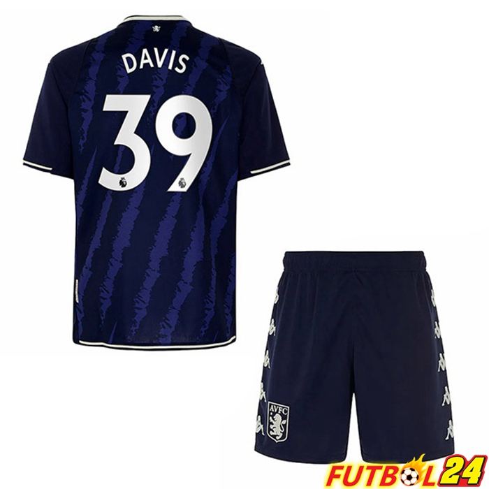 Camiseta Aston Villa (Davis 39) Niños Tercero Azul 2021/22