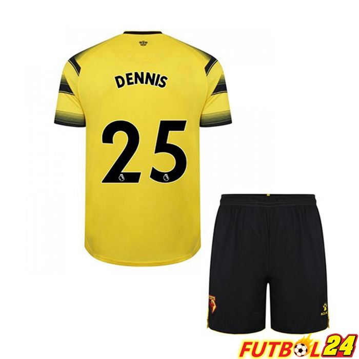 Camiseta Watford FC (DENNIS 25) Niños Titular Amarillo/Negro 2021/22
