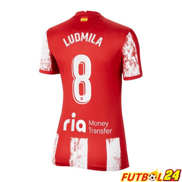 Camiseta Atletico Madrid (GRIEZMANN 8) Mujer Titular Rojo/Blanca 2021/2022