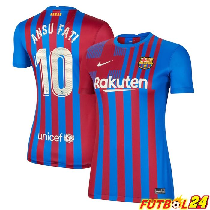 Camiseta FC Barcelona (ANSU FATI 10) Mujer Titular Rojo/Azul 2021/2022